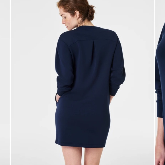 NWT Spanx AirEssentials Crewneck Dress Navy Blue small - Picture 2 of 12